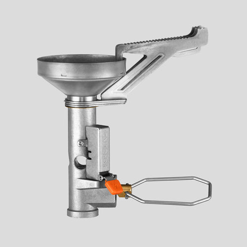 A photo of the Forclaz MT500 Lightweight Compact Backpacking Stove with Piezo in use
